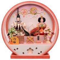【雛人形】ケース飾り 親王飾り「雪輪牡丹桜丸形アクリル」  (322014)ひな人形 ひな祭り ピンク おしゃれ 丸型ケース トイザらス・ベビーザらス限定【メーカー直送】