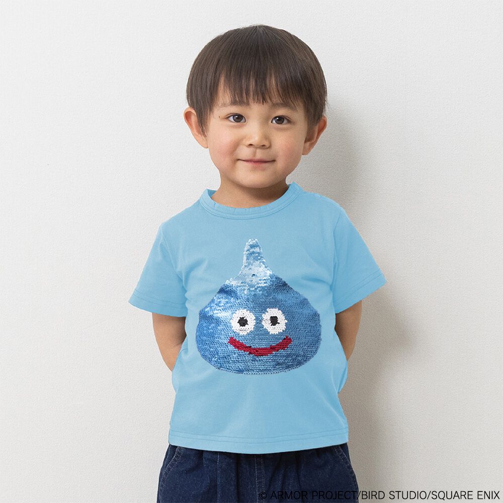 ドラクエベビー＆キッズ 半袖Tシャツ スパンコール ブルー ブルー×90cm