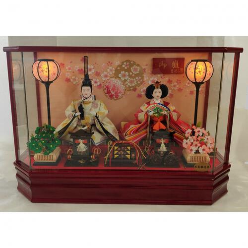 【雛人形】ケース飾り 親王飾り「雪輪に春うららワイン塗六角」 (322261)ひな人形 ひな祭り お雛様 おしゃれ【メーカー直送】