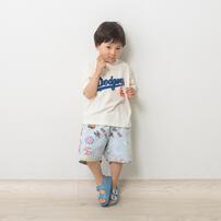 MLB 総柄 デニムハーフパンツ サックス&times;100cm ベビーザらス限定