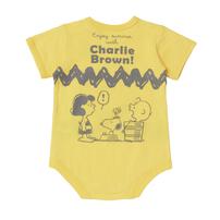SNOOPY 半袖ボディスーツ ドッカン チャーリー イエロー&times;70cm