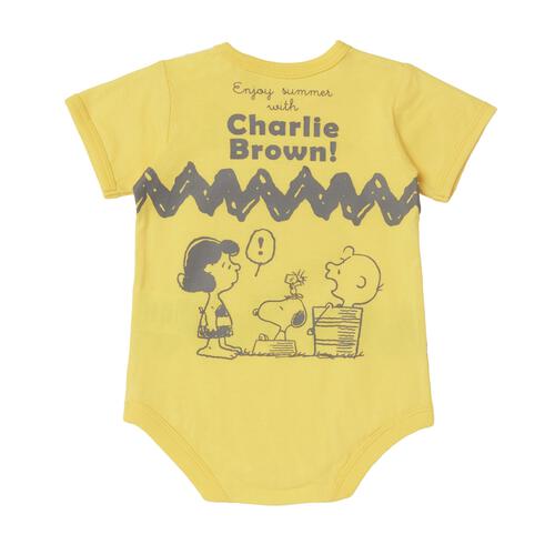 SNOOPY 半袖ボディスーツ ドッカン チャーリー イエロー&times;70cm