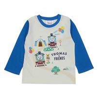 THOMAS トーマス 長袖Tシャツ 天竺 袖配色 ブルー×100cm ベビーザらス限定