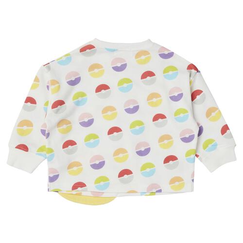 monpoke モンポケ トレーナー 総柄 はみだしアップリケ ピカチュウ ホワイト&times;100cm