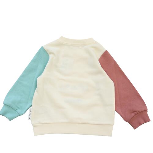 monpoke モンポケ トレーナー 袖切替 ピカチュウ(ナチュラル×100cm)