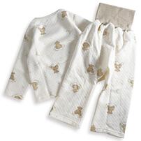 長袖腹巻付きパジャマ ニットキルト クマ柄 ベージュ&times;80cm ベビーザらス限定