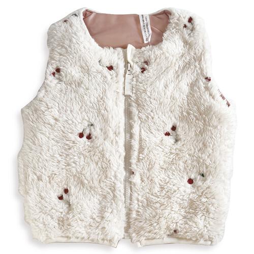 ベビーザらス限定　COJIKA ボア刺繍入りベスト チェリー(ホワイト×80ｃｍ)