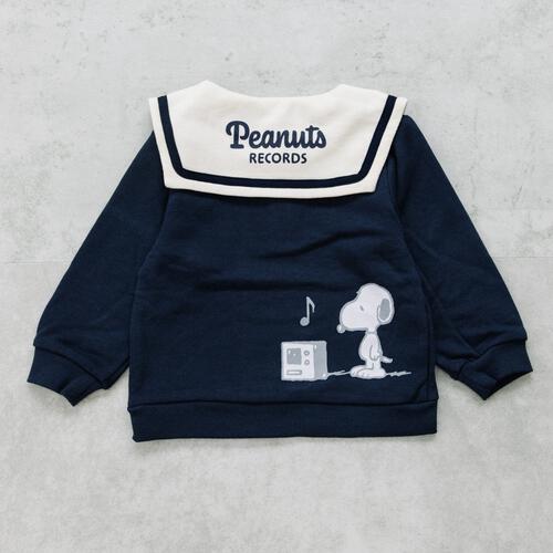 SNOOPY スヌーピー トレーナー 裏衿付き ネイビー×80cm