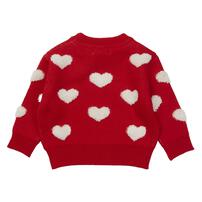 ベビーザらス限定　RAT-A-TATR ラッタッター ケーブルニット ループ編み柄 ハート(レッド&times;100cm)