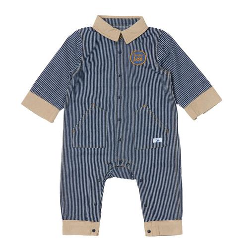 BUDDYLEE 長袖前開きロンパース 衿付き デニム×ニットコール グレー×70cm ベビーザらス限定