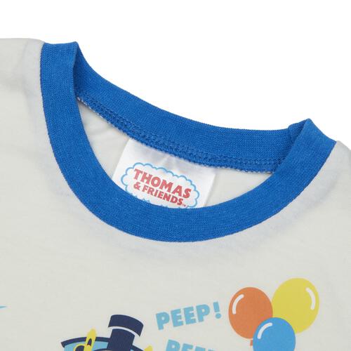 THOMAS トーマス 長袖Tシャツ 天竺 袖配色 ブルー×100cm ベビーザらス限定