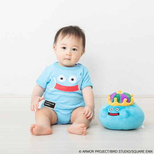 ドラクエベビー＆キッズ パイル半袖ボディスーツ キングスライム ブルー×70cm
