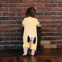 SNOOPY スヌーピー 長袖カバーオール おしり顔 イエロー×80cm ベビーザらス限定