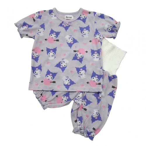 クロミ 半袖パジャマ メッシュ 総柄丸首 パープル&times;110cm