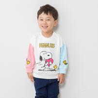 SNOOPY スヌーピー トレーナー 袖配色 ホワイト&times;80cm