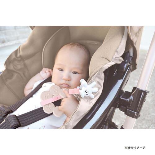 ミッキーマウス おしゃぶり＆トイホルダー (ピンクベージュ)