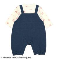 星のカービィ 長袖カバーオール サロペット風 総柄 ネイビー×80cm ベビーザらス限定