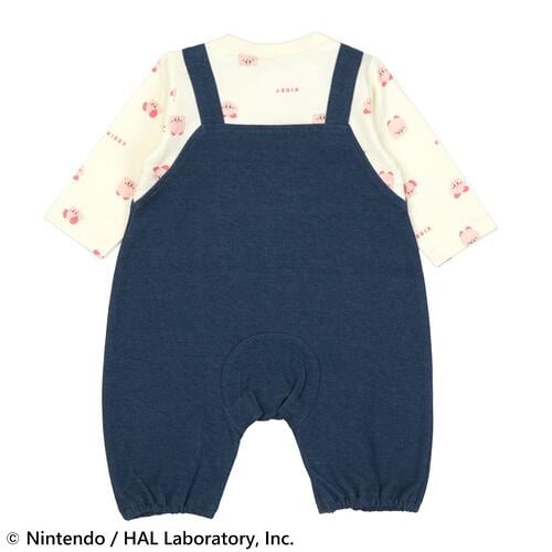 星のカービィ 長袖カバーオール サロペット風 総柄 ネイビー×80cm ベビーザらス限定