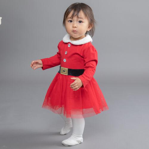 クリスマスチュチュワンピース 女の子 キッズ 子供 サンタ サンタクロース 衣装 ドレス ベロア レッド&times;80cm ベビーザらス限定