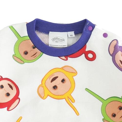 【テレタビーズ】長袖ダルマボディスーツ 総柄 ナチュラル×80cm