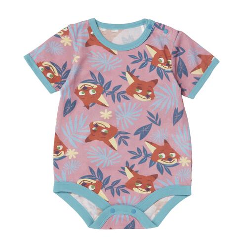 ディズニー ズートピア 半袖ボディスーツ 総柄 ニック グリーン&times;80cm