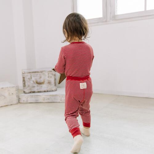 FirstCloset×mio 長袖ボディスーツ レギンス付き スムス レッド×70-80cm ベビーザらス限定