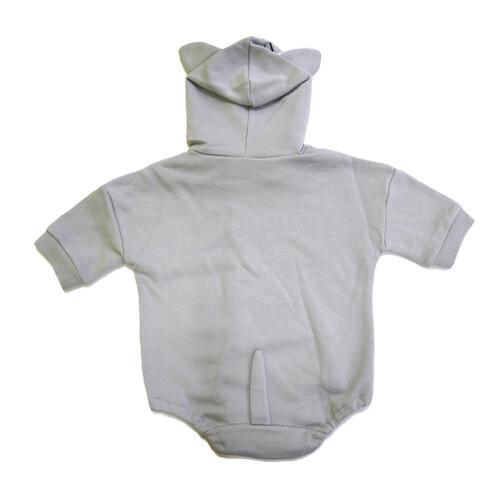 【ベビー×ペットコレクション】長袖フード付きボディスーツ ボア耳付き 裏毛 猫 70-80cm