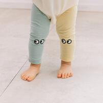 FirstCloset 半袖ロンパース レギンス付き ワッフル&times;天竺 お目目 ナチュラル&times;70cm