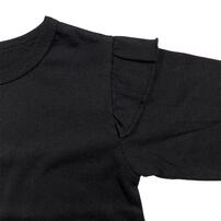 sophitica 天竺 肩フリル 長袖デイリーTシャツ ブラック×90cm