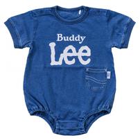 BUDDYLEE 半袖ボディスーツ インディゴ染め ブルー&times;70cm