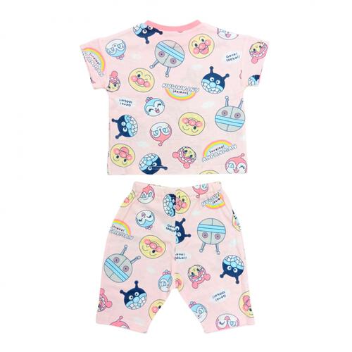 アンパンマン フェイス総柄半袖パジャマ メッシュ ピンク&times;80cm