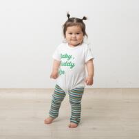 BUDDYLEE 半袖ボディスーツ&times;レギンス ロゴ ボーダー ホワイト&times;80cm