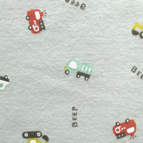 2枚組 抗菌半袖シャツ肌着 フライス 車 ブルー×90cm