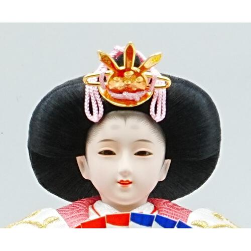 【雛人形】ケース親王飾り「透かし麻の葉木目調半円アクリル」（322656）