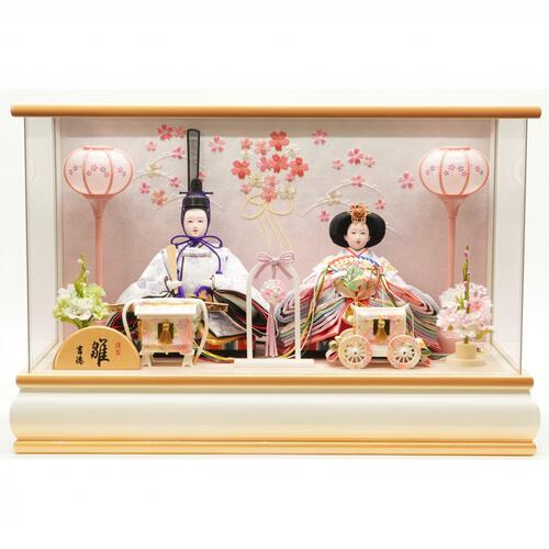 【雛人形】ケース飾り 親王飾り「桜刺繍金ぼかしパノラマアクリル」 (322123)ひな人形 コンパクト トイザらス・ベビーザらス限定【メーカー直送】