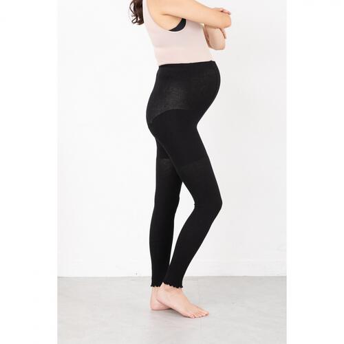 ウェストらくらく腹巻付きレギンス(ブラック×M-L)
