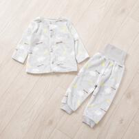 長袖腹巻パジャマ フリース 雲柄 グレー×90cm