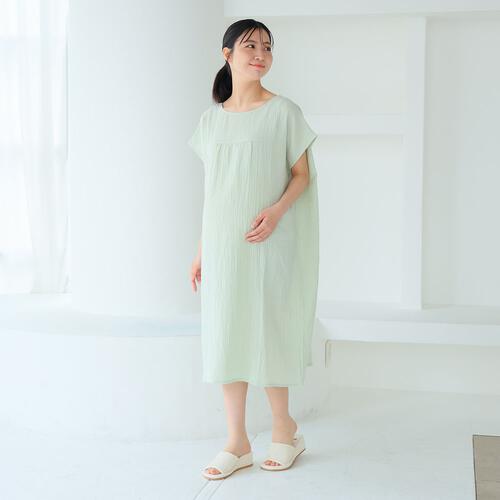 ぽこぽこガーゼの湯上りワンピ グレー×M-L