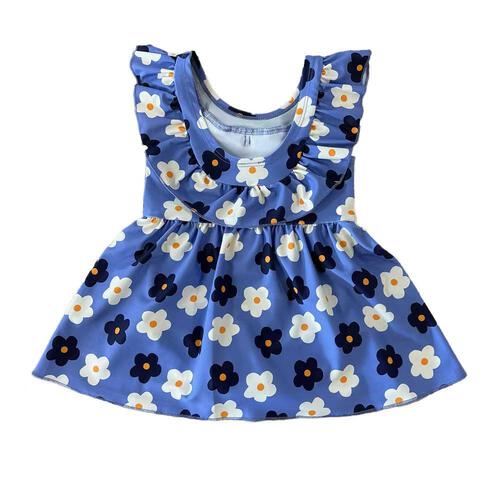 pular pular ワンピース水着 フラワー 90cm ブルー