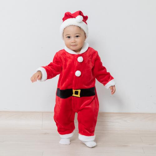 クリスマスロンパース 帽子付きサンタ コスチューム ベビー サンタクロース コスチューム 子供 衣装 レッド×70cm ベビーザらス限定