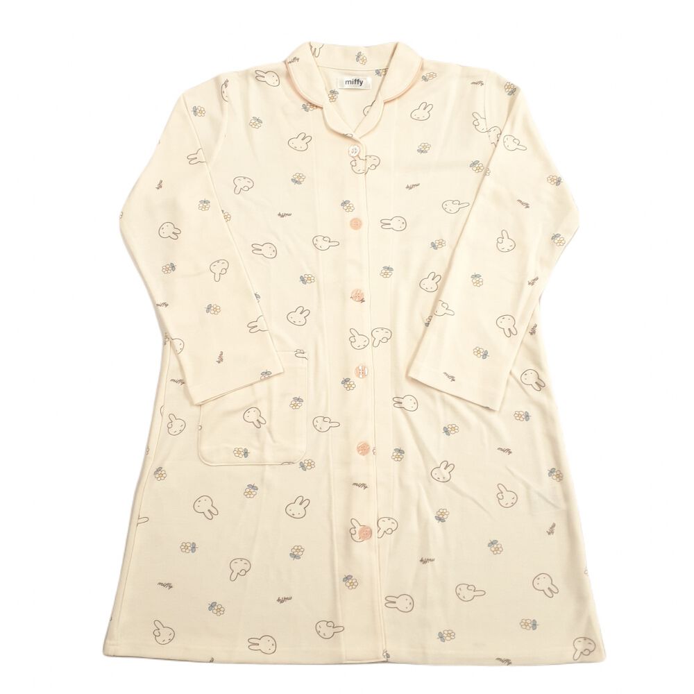 Miffy ミッフィー 長袖テーラーパジャマ 肌綿ダンボール 総柄(ベージュ