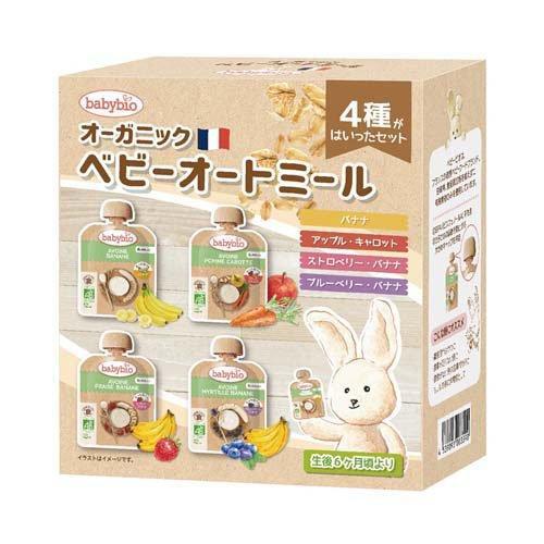 babybio ベビービオ ベビーオートミール 4種セット バナナ アップル・キャロット ストロベリー・バナナ ブルーベリー・バナナ【有機食材 ベビーオートミール 離乳食 ベビーフード】【6カ月～】