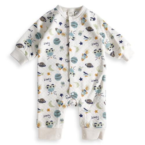 長袖カバーオール ニットキルト 宇宙柄 アイボリー×70cm ベビーザらス限定