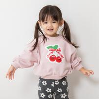 COJIKA プリントアップリケデイリートレーナー 裏毛 チェリー ピンク×80cm ベビーザらス限定