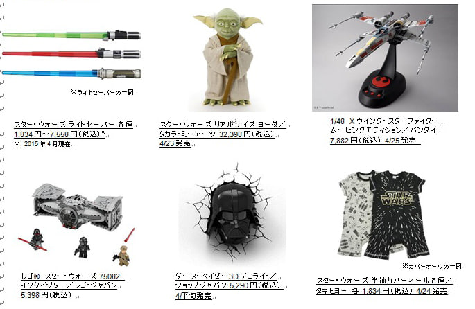 『Destination Star Wars』取扱い商品例
