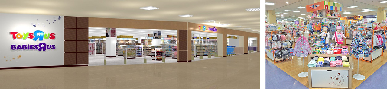 （左）『トイザらス・ベビーザらス 蘇我店』外観＜イメージ＞（右）「ミキハウス ホットビスケッツ」売り場＜イメージ＞