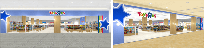 (左)『トイザらス レイクタウン店』外観イメージ　 (右)『トイザらス 赤池店』外観イメージ